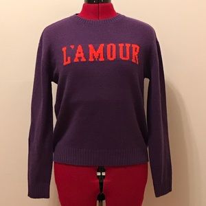 “L’AMOUR” purple and orange H&M pullover shirt